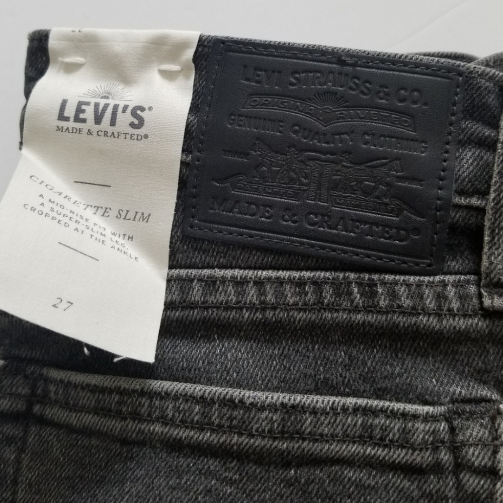Levi's Made & Crafted Cigarette Slim Mid Rise Cropped Ankle Jeans Size 2… - Picture 9 of 14